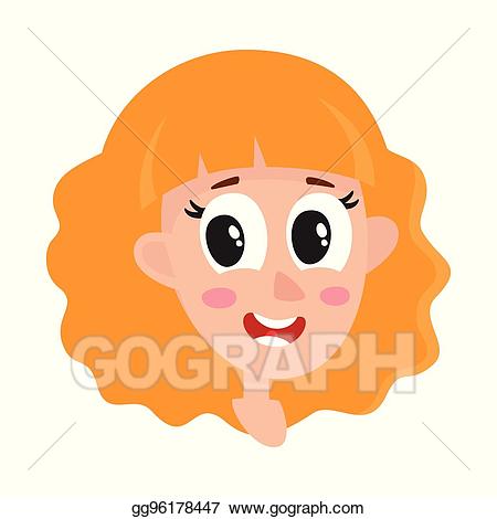 Vector pretty blonde hair. Wow clipart surprised expression