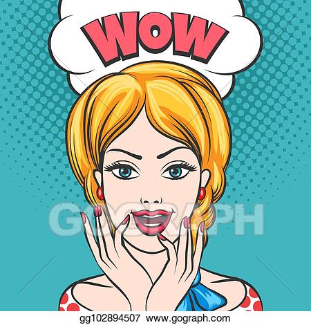 Wow clipart surprised woman. Vector stock girl with