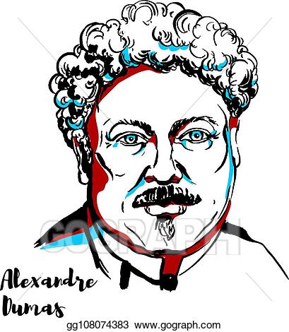 Writer clipart famous author. Vector alexandre dumas illustration
