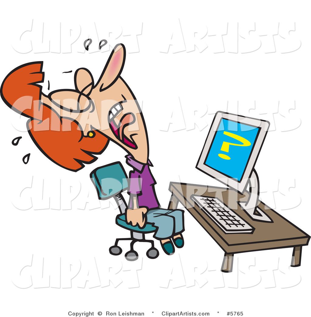 Writer clipart inability. Frustrated woman getting computer