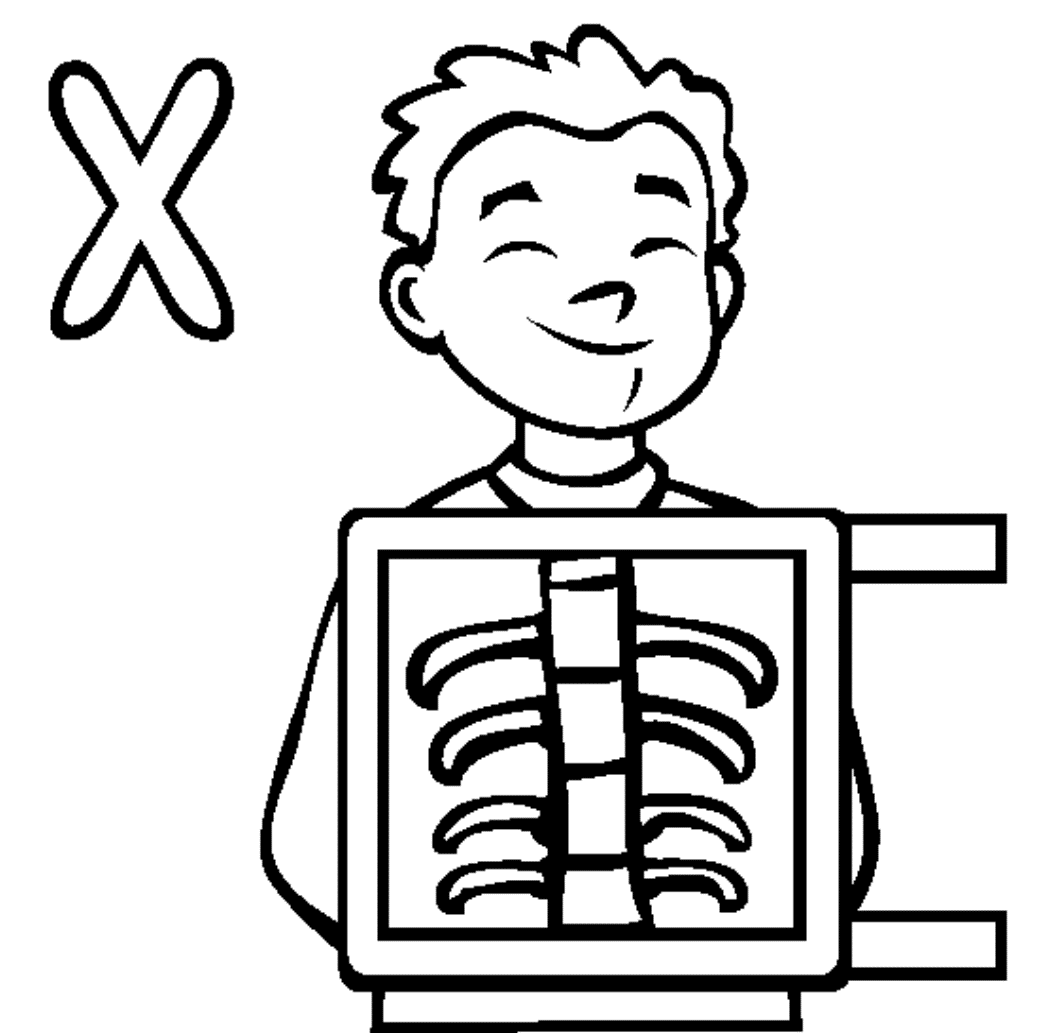 X ray coloring sheet. Xray clipart preschool