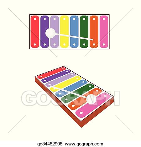 Xylophone clipart baby. Eps vector toy illustration
