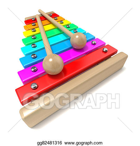 Xylophone clipart rainbow. Stock illustration with colored