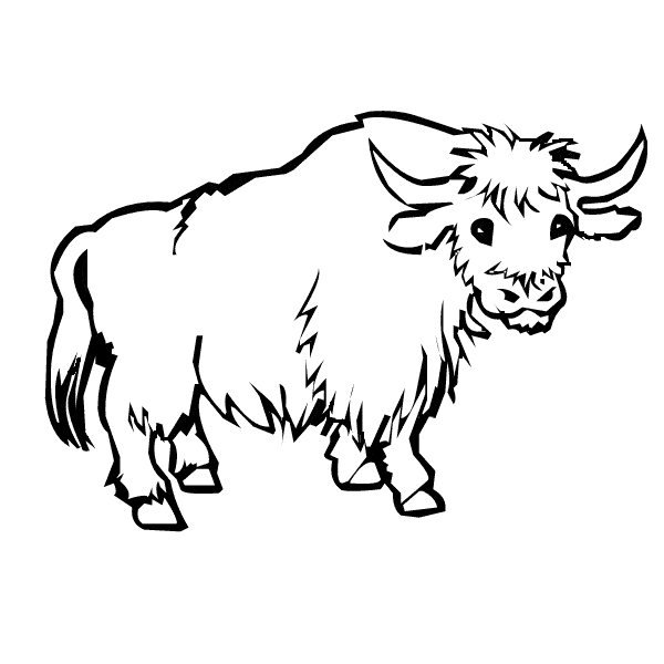 Yak clipart colouring page. Coloring animals town color