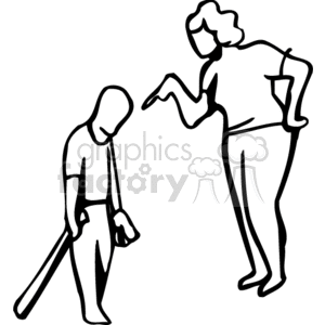 Yelling clipart scolded. Black and white mother