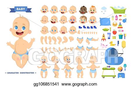 Vector art boy character. Young clipart cute baby