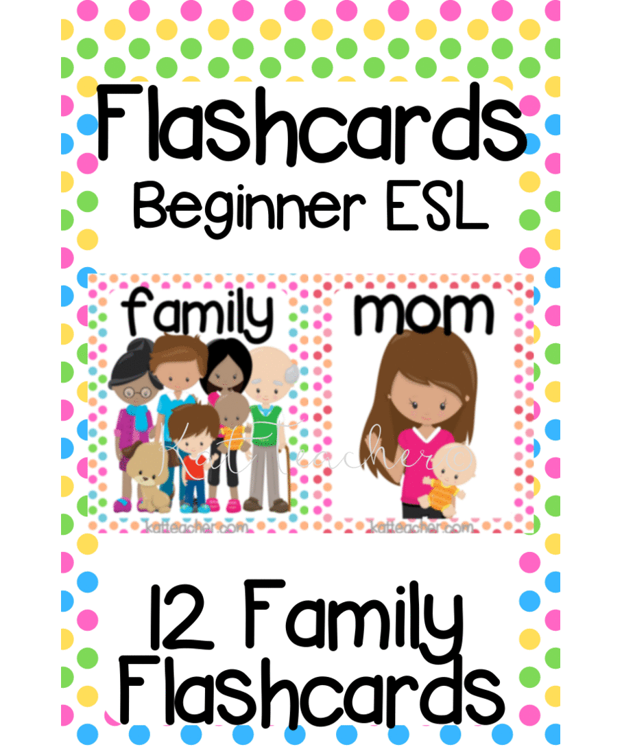 Beginner flashcards for esl. Young clipart family 6