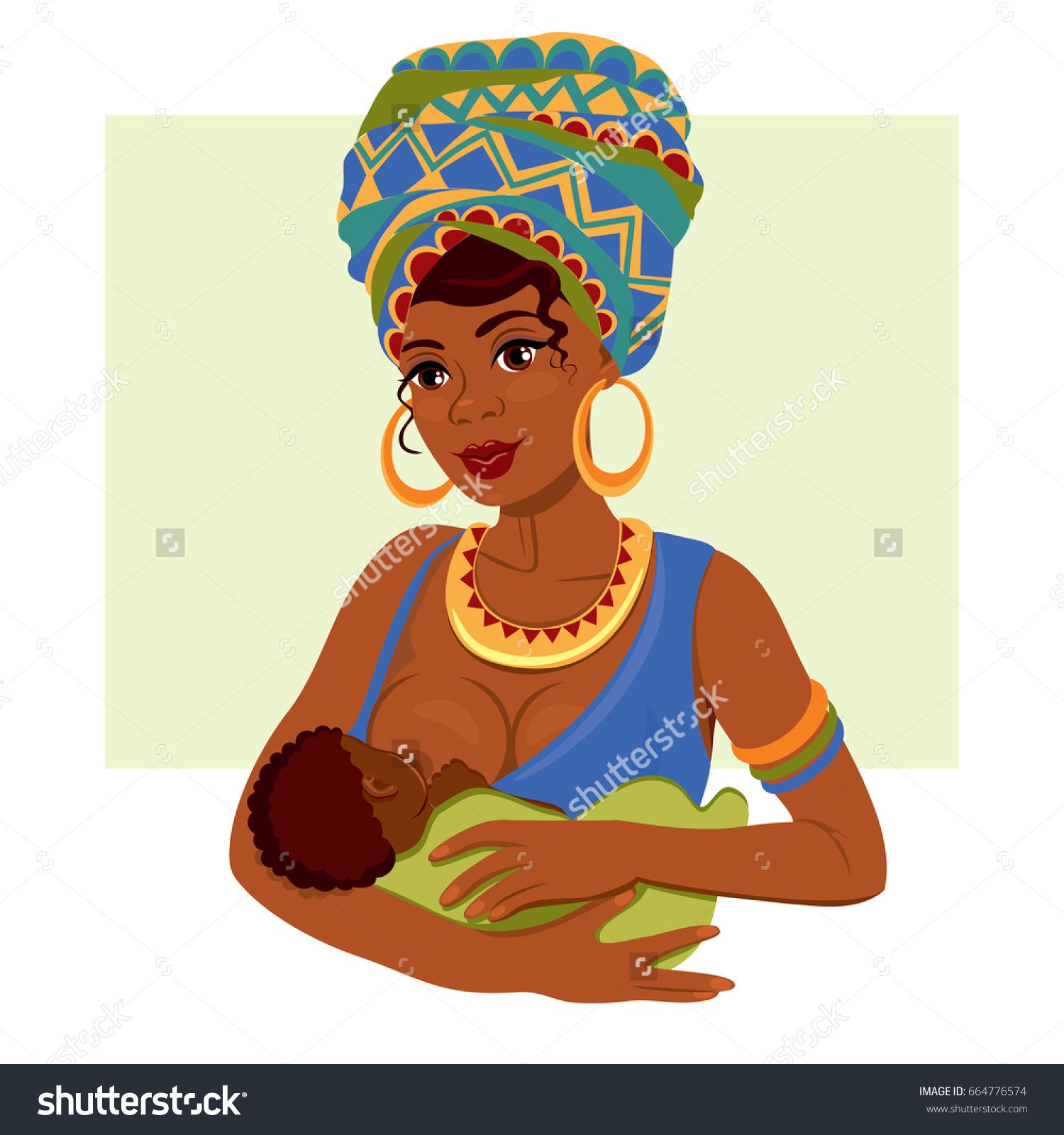 Young clipart newborn baby. African american mother holding