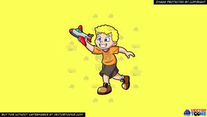 Young clipart toy airplane. A boy playing with
