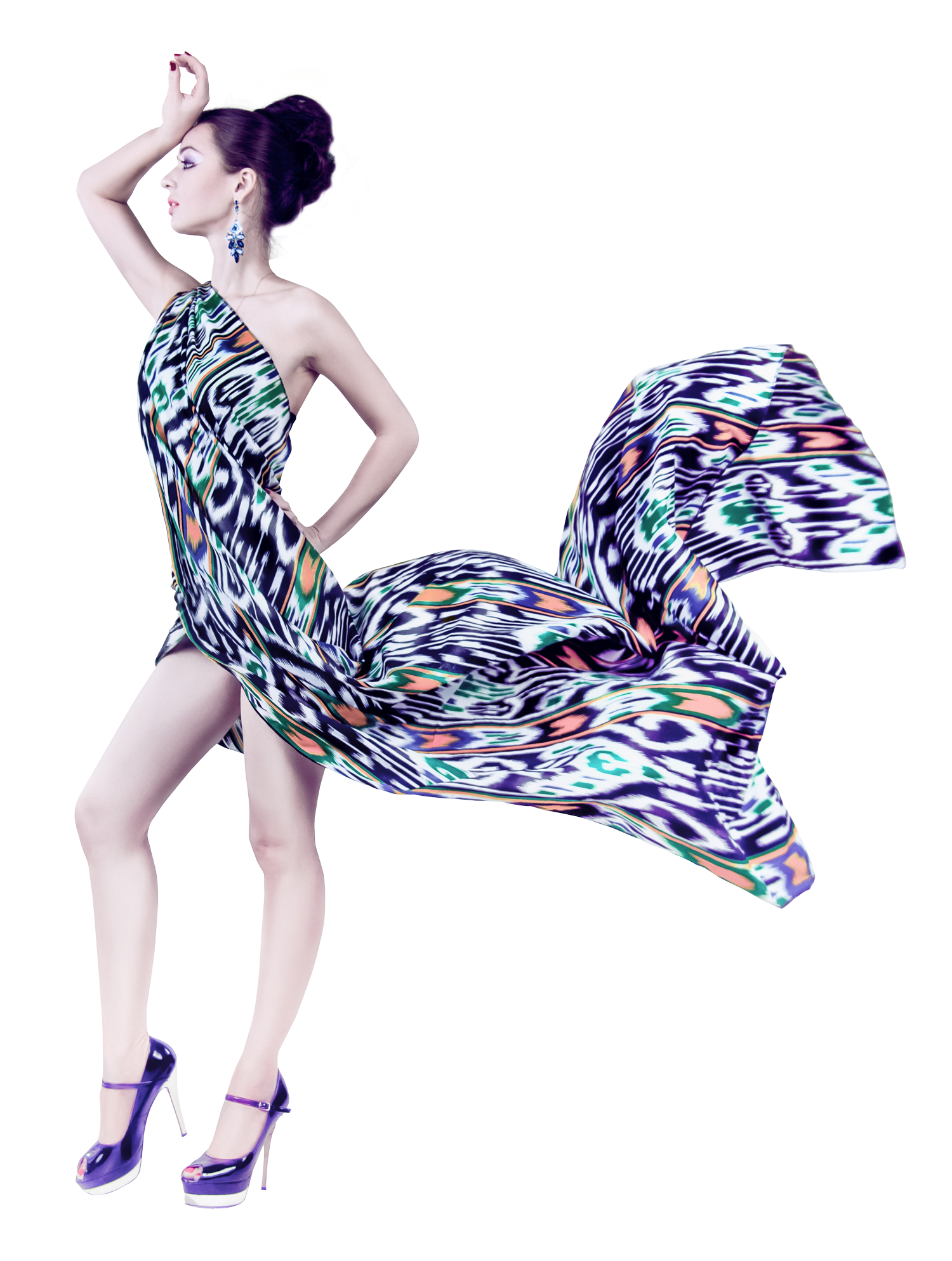 Woman in fashion flying. Young clipart transparent