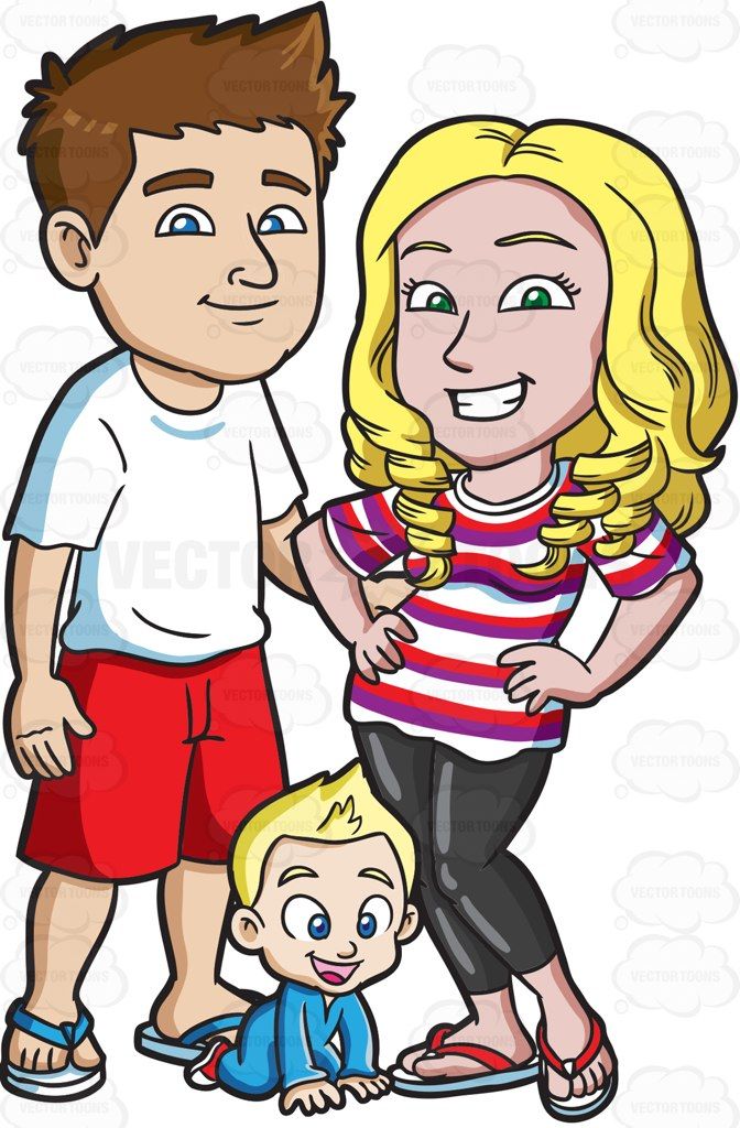 Young clipart vector. A family of three