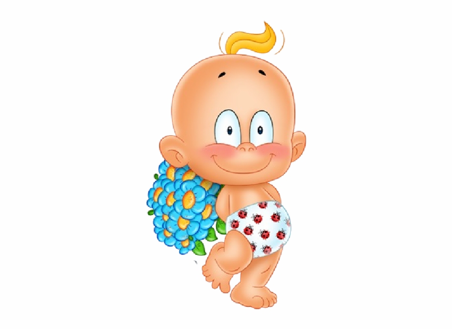 Cute with flowers cartoon. Young clipart young baby