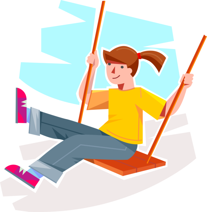 Young clipart youngster. Swings on playground swing