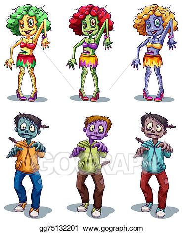 Zombie clipart group zombie. Vector illustration a of