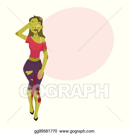 Zombie clipart halloween person. Vector girl woman dressed