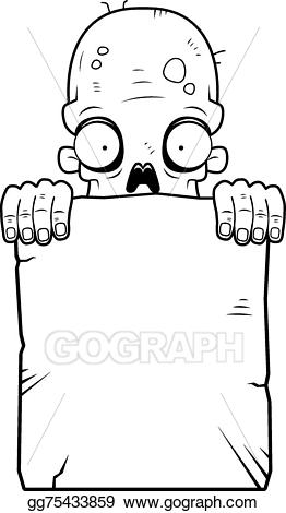 Zombie clipart tombstone. Vector art drawing gg