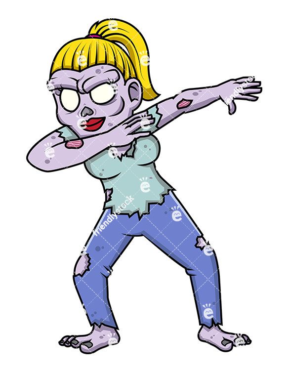 A dabbing female cartoon. Zombie clipart zombie woman