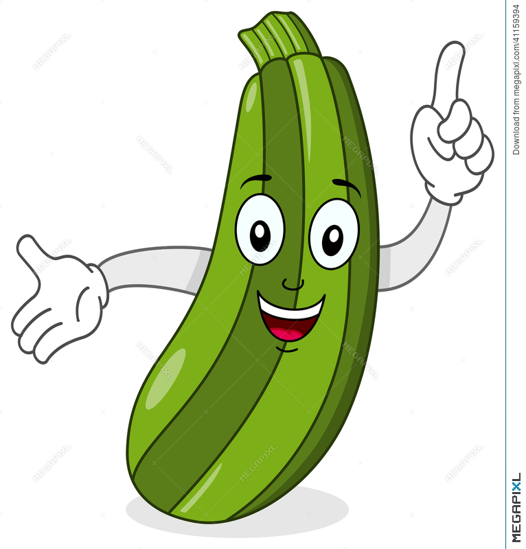 Zucchini clipart happy. Smiling character illustration 
