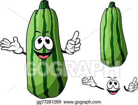 Zucchini clipart happy. Vector art green cartoon