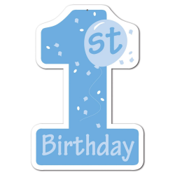 Club Pack of 24 Blue and White 1st Birthday Number One Cutout Boys ...