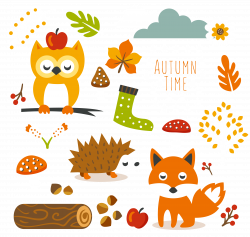 Free Cute Autumn Animal Clip Art and Planner Stickers! - Free Pretty ...
