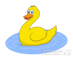 Yellow Duck In Pond Clipart