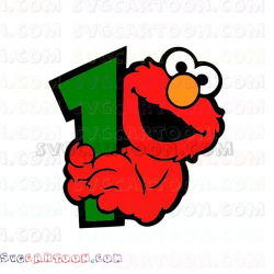 Elmo Face and holds in his hands number 1 Sesame Street svg ...