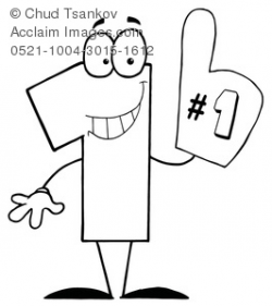 Clipart Image of Black and White Smiling Number 1 With a Large Foam ...