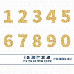 SVG Gold Glitter Number Clip Art Commercial Use Instant