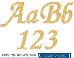 Glitter Numbers & Symbols Clip Art Font: Gold, Sparkle, Digital ...