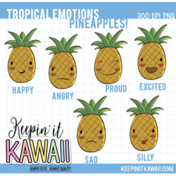 Tropical Emotions Pineapple Clip Art Set - Emotions Clipart by ...