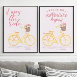 Spring Bicycle Clipart Set with Seamless Patterns, Digital Paper ...