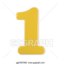 Drawing - Yellow font - number 1. Clipart Drawing gg57847842 - GoGraph