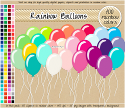 SALE 100 balloon clipart rainbow balloon clipart birthday digital ...
