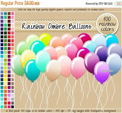 SALE 100 ombre balloon clipart rainbow balloon clipart ombre planner ...