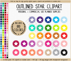SALE 100 STAR clipart rainbow star stickers star circle planner ...