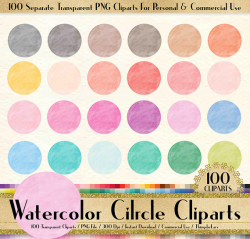 100 Watercolor Circle Clipart, Frame Clipart, Watercolor Clipart ...