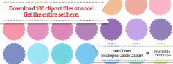 100 Colors Scalloped Circle Clipart Download — Printable Treats.com