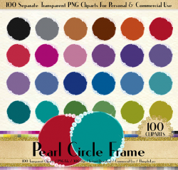 100 Pearl Circle Frame Clipart, Pearl Frame Digital Clip art, 100 ...