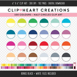 100 Half Circle Clipart, Commercial use, PNG, Digital clip art ...