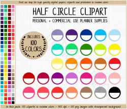 SALE 100 HALF CIRCLE clipart blank circle stickers bright circle ...