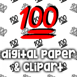 100 Points Emoji Clip Art and Digital Papers - 100 Emoticon by ...