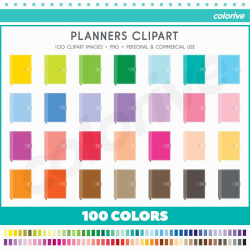 Planner clipart 100 rainbow colors fun cute planners organizer