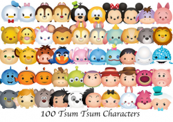 TSUM TSUM Characters. 100 High Resolution Digital Clipart.