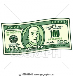EPS Vector - Cartoon 100 dollar bill. Stock Clipart ...