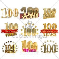 Set Of Number One Hundred Years (100 Years) Celebration D... · GL ...