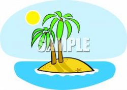 Two Palm Trees on a Deserted Island - Clipart