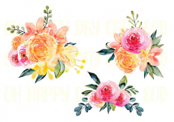 Pink Rose Clipart, Flower Swag, Watercolor Flowers, Wedding ...