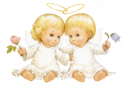 Two Baby Angels With Flowers Free Clipart | Gallery Yopriceville ...