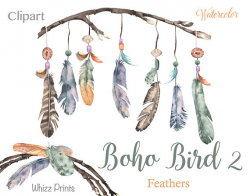 Boho Bird 2: Watercolor feather wreaths feather watercolor